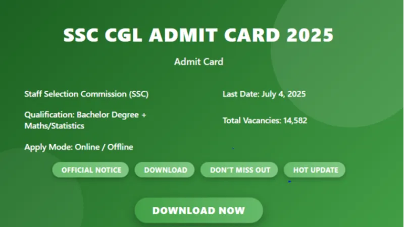 SSC CGL Admit Card 2025