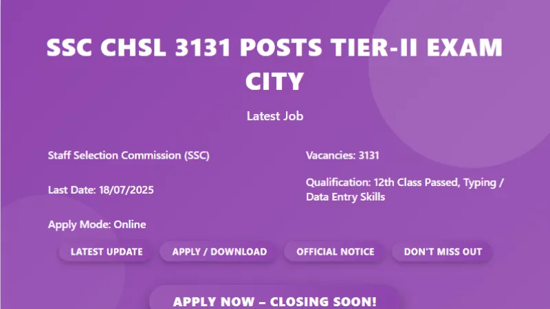 SSC CHSL 3131 Posts Tier‑II Admit Card 2026