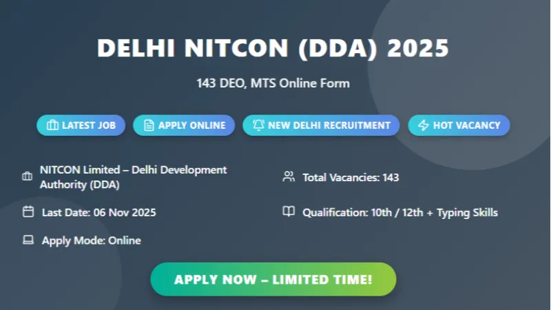 Delhi NITCON Limited DEO & MTS Outsourced Recruitment 2025 Contract Basis