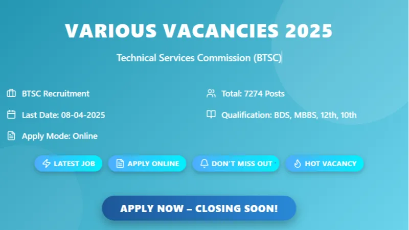 BTSC Pharmacist Recruitment Examination 2025-2026