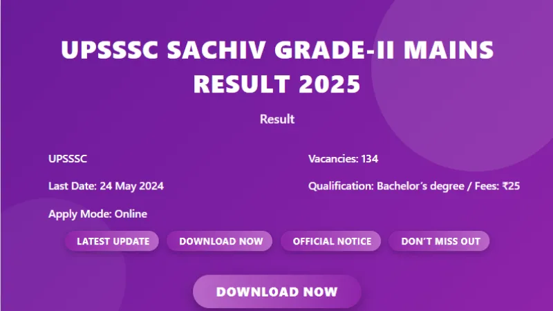 UPSSSC Sachiv Grade-II Mains Result 2025