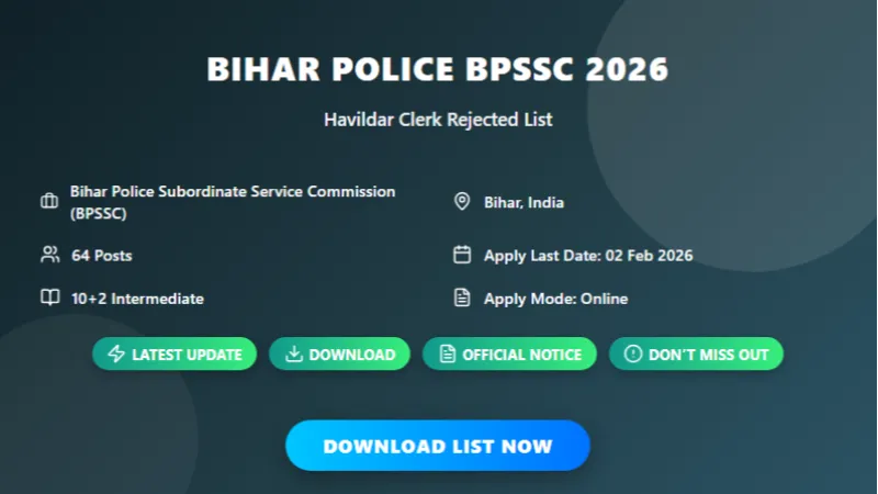 Bihar Police BPSSC Havildar Clerk Rejected Candidates List 2026
