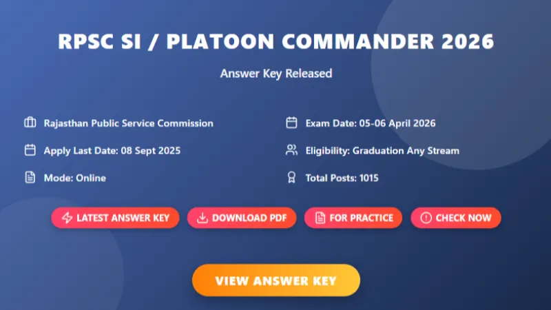 RPSC SI / Platoon Commander Answer Key 2026