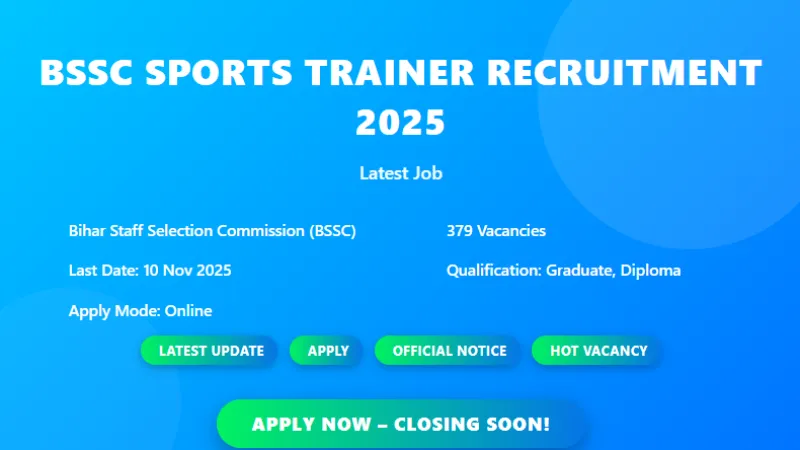 BSSC Sports Trainer Recruitment 2025